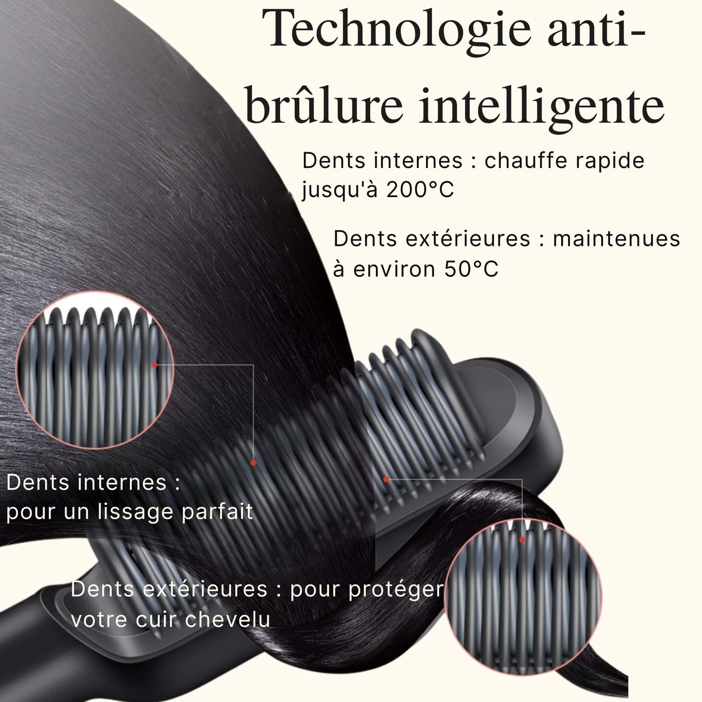 Brosse lissante chauffante Calma 3D™  Lissage express, fini brillant, anti-frisottis.